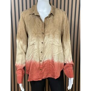 Cloth & Stone Anthropologie Women's Shirt Button-Up L Western‎ Boho Tie Dye